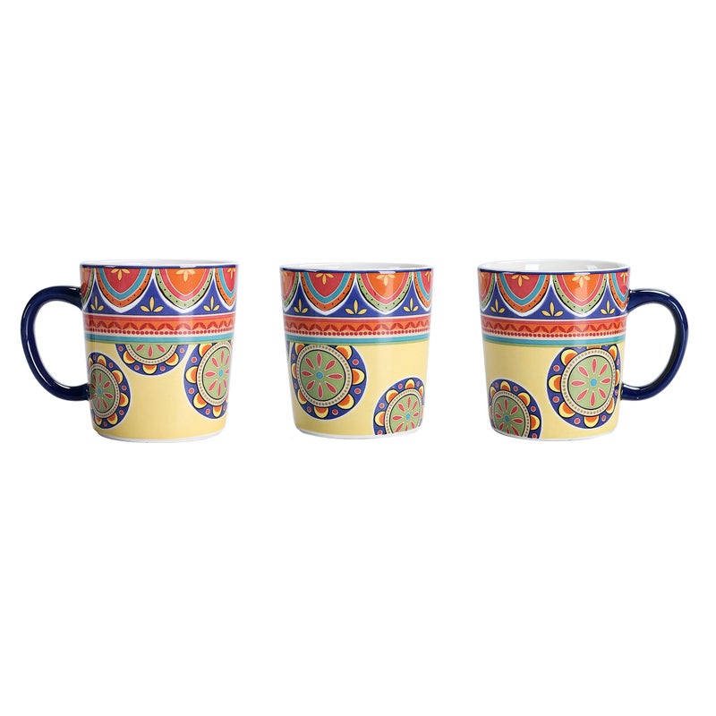 Bico Tunisian Ceramic Coffee Mugs Set of 4, 18 oz Large Tea Cups with Handle, Aesthetic Latte Mugs for Cappuccino Cocoa, Lead-Free, Dishwasher and Microwave Safe, Housewarming Gift - Image 3